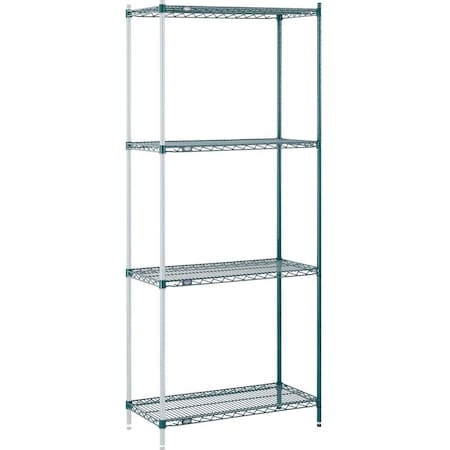 Nexel 36W x 12D x 54H Wire Shelving Add-On, Green Epoxy Finish A12365G